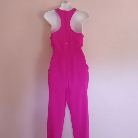 Anthropologie Twelfth Street- Cynthia Vincent Hot Pink Barbiecore Jumpsuit Silk - Picture 10 of 12